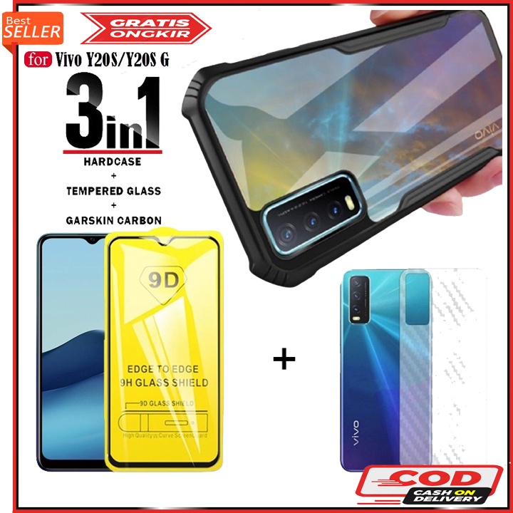 Paket PROMO 3 in 1 Case Vivo Y20S/Vivo Y20S G Casing Xundd Premium Hard Case + Anti Gores Full Layar
