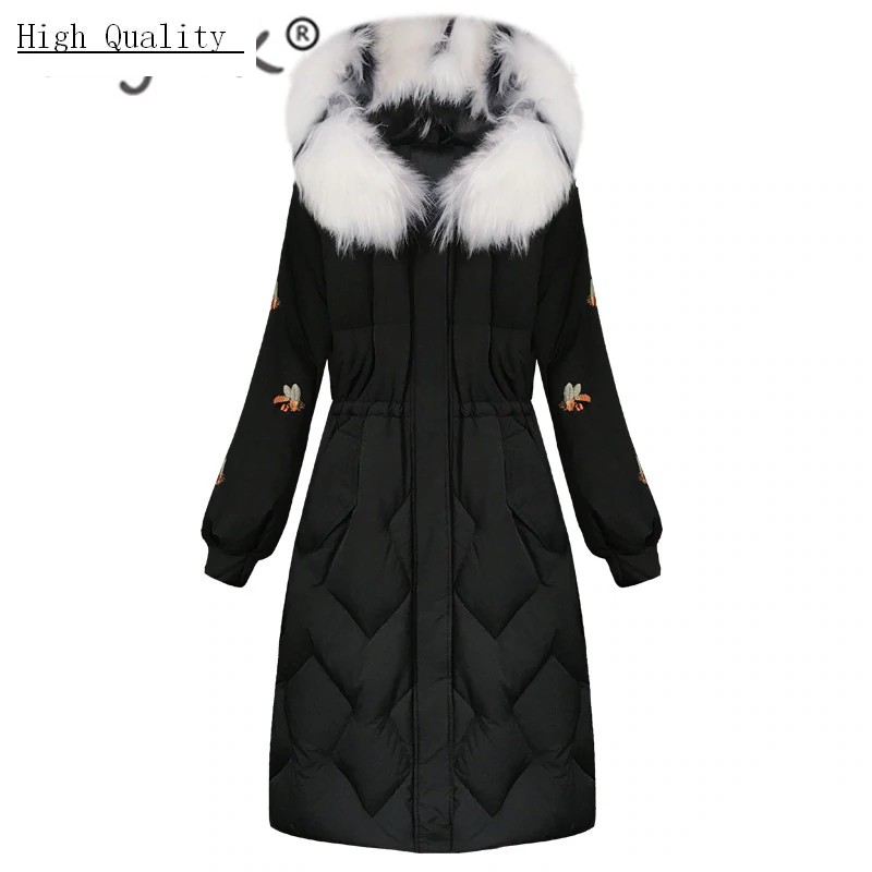 white coat with black fur hood