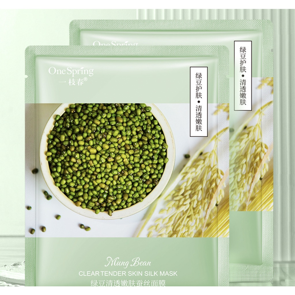 ONESPRING New Natural Sheet Mask Masker Wajah One Spring Mung Bean Soya Oat EM016