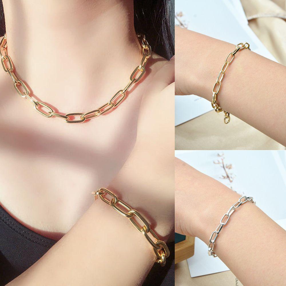 Kalung Rantai SOLIGHTER Vintage Aksesoris Perhiasan Rantai Tebal Menarik Jewelry Bracelet