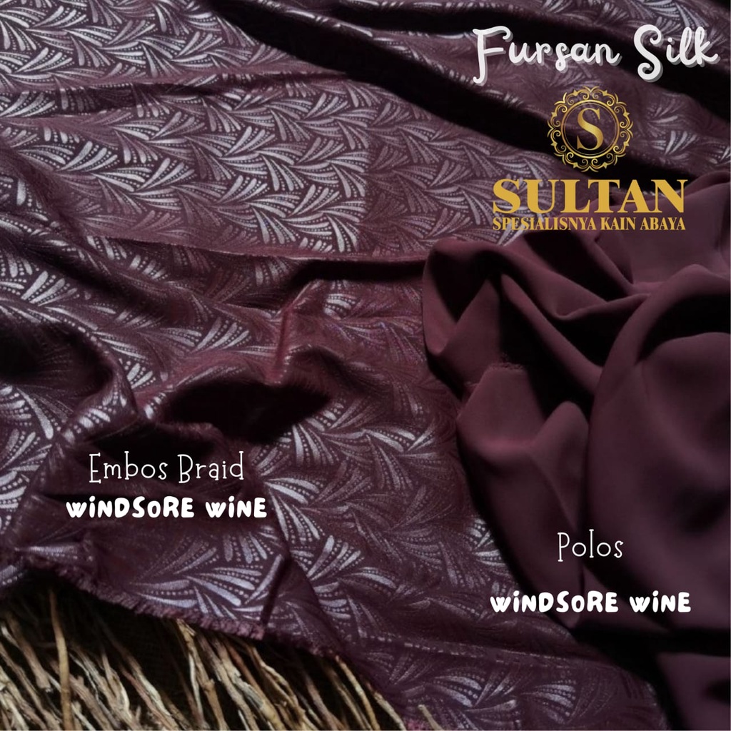50CM EMBOS BRAID FURUSIYAH SILK WINDSROSE WINE KAIN ABAYA SULTAN( MEREK LAMA: FURSAN SILK)