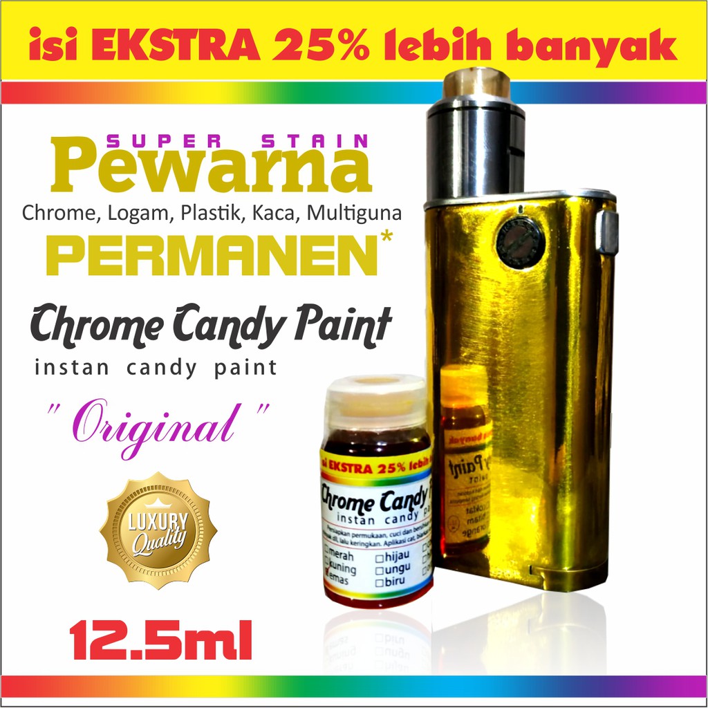 

Cat Logam chrome plastik Candy paint 12,5ml instan ISI lebih Banyak pelapis transparan