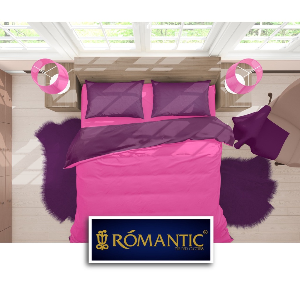 Two Tone Bedcover ROMANTIC Pink x Purple aesthetic Bandung