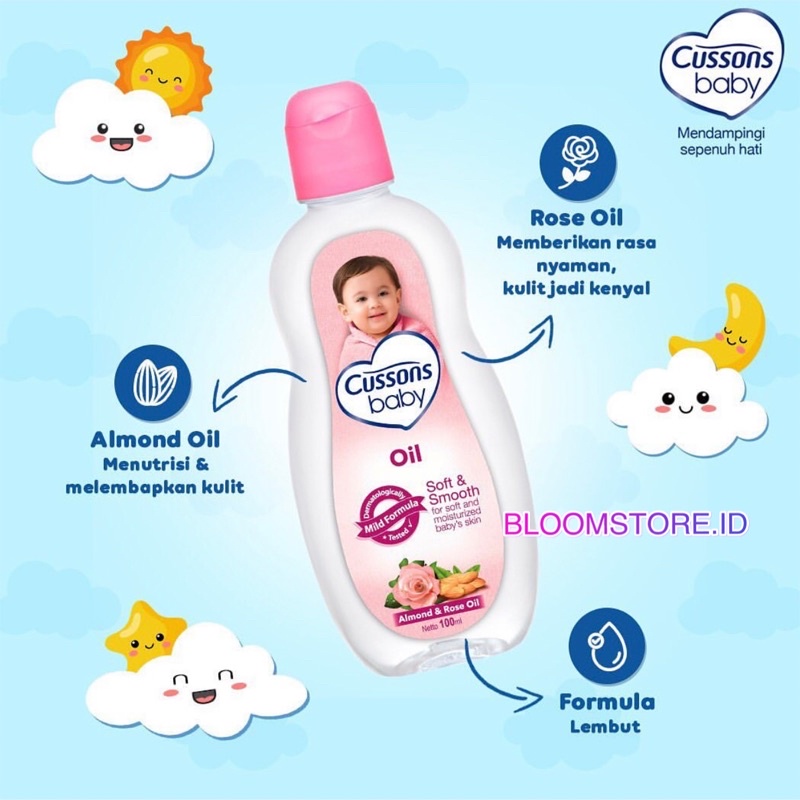 CUSSONS Baby Oil 50+50 ml 50+50ml 50 + 50ml ml 50ml+50ml 100+100 ml 100ml + 100 ml 100ml+100ml ml+ Extrafill Extra Fill Cusson Minyak Pijat Bayi 200 200ml Mild &amp; and Gentle Soft Smooth Biru Pink Blue