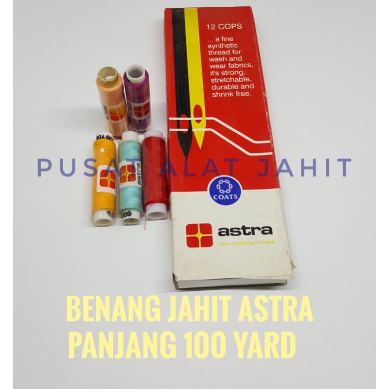 BENANG JAHIT JAIT TANGAN PAKAIAN BAJU CELANA MESIN LUBANG KANCING ASTRA KECIL 100 YARD PER 1 PC