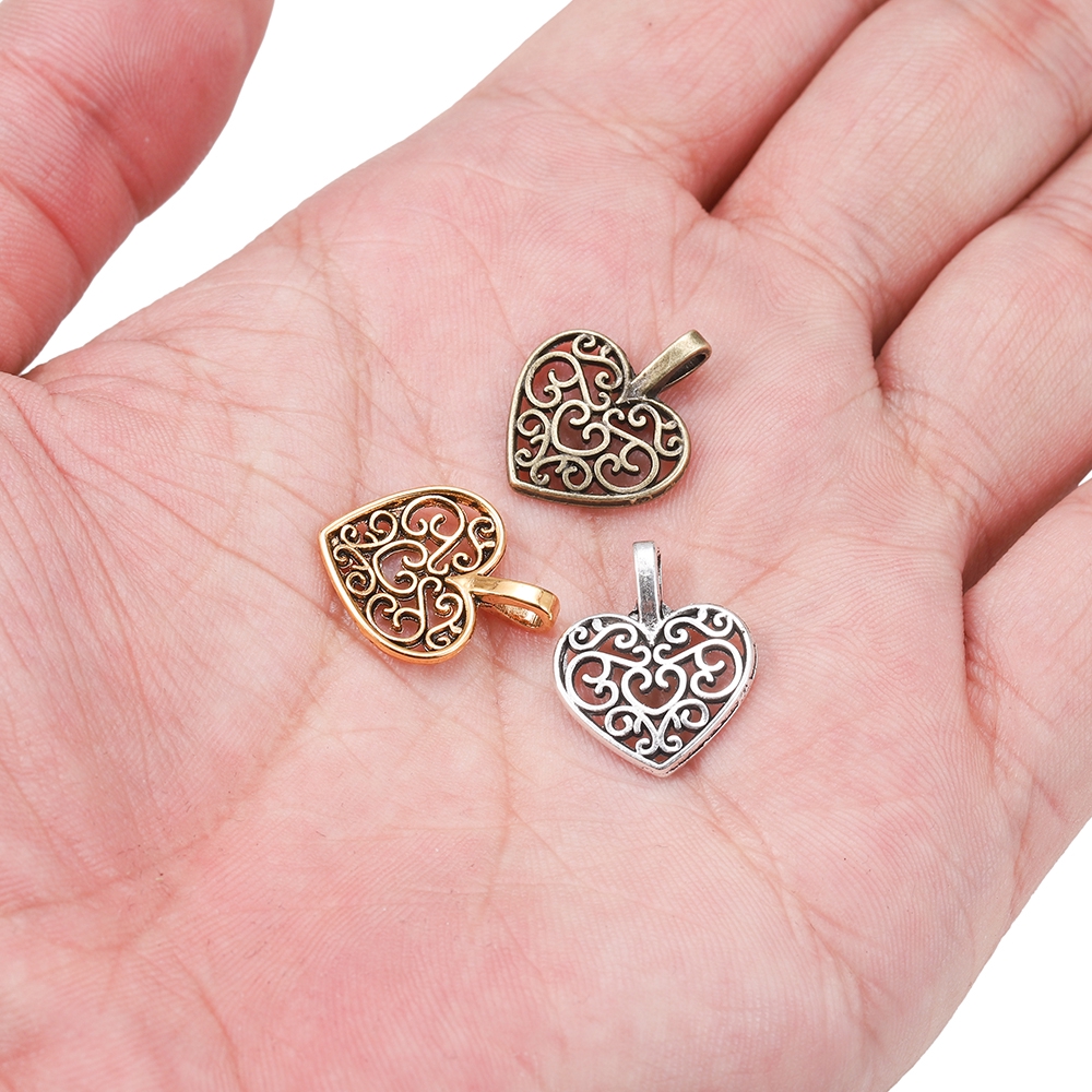 3pcs Charm Gantung Pembatas Liontin Bentuk Hati Ukuran 15x18mm Untuk Membuat Perhiasan Gelang