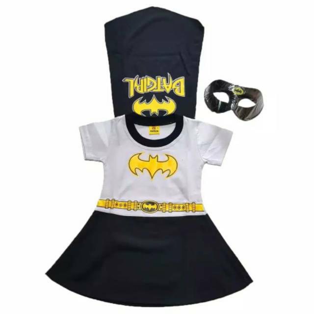 Kostum baju anak perempuan batgirl batman dress / BAJU DRESS ANAK PEREMPUAN BATGIRL BATMAN CEWEK