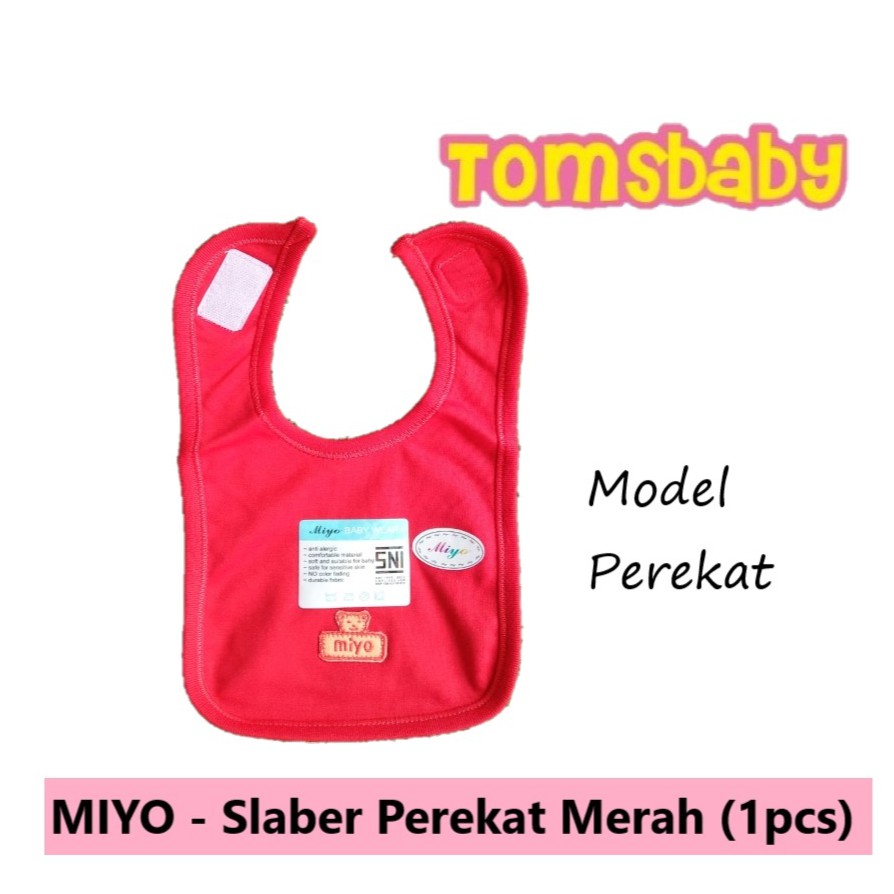 MIYO 1pcs Slaber Perekat Bayi TC MERAH / Slaber Bayi Miyo