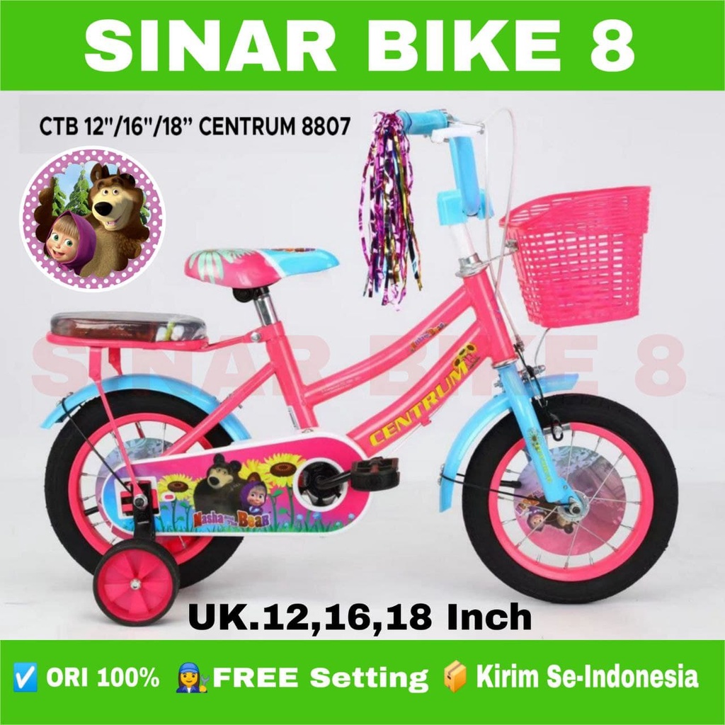 Sepeda Anak Perempuan MINI CENTRUM CT 8807 Ukuran 12 16 18 Inch