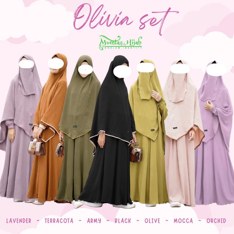OLIVIA SET BY MUMTAZ GAMIS SYAR'I CRINKLE AIRFLOW SET KHIMAR PED ANTEM FREE CADAR KEKINIAN TERBARU /