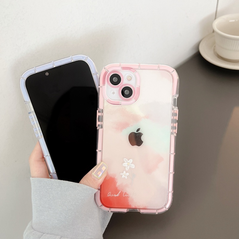 Bersinar Pada Malam Hari Bercahaya Soft Case untuk IPhone Xr Xs Max Ip Apple IPhone 11 12 13 14 Pro Max Wanita Lucu INS Cover Ungu Merah Muda Gradien Awan Bintang Casing