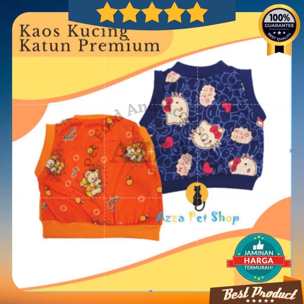 BAJU KUCING KAOS KATUN PREMIUM FREE KALUNG / PAKAIAN HEWAN KAOS KUCING ANJING KELINCI MOTIF BAHAN KATUN MICROTEX / PET CLOTHES MOTIF LUCU