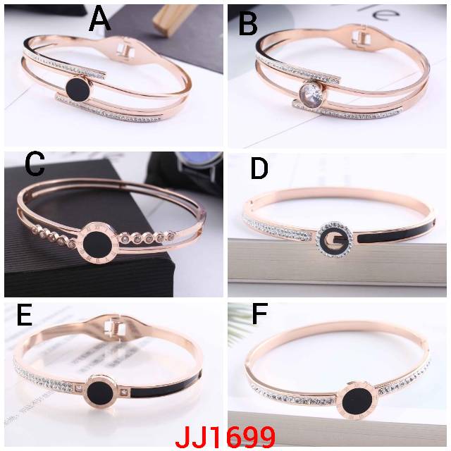 Gelang new model simple korea titanium asli rosegold GBT-45