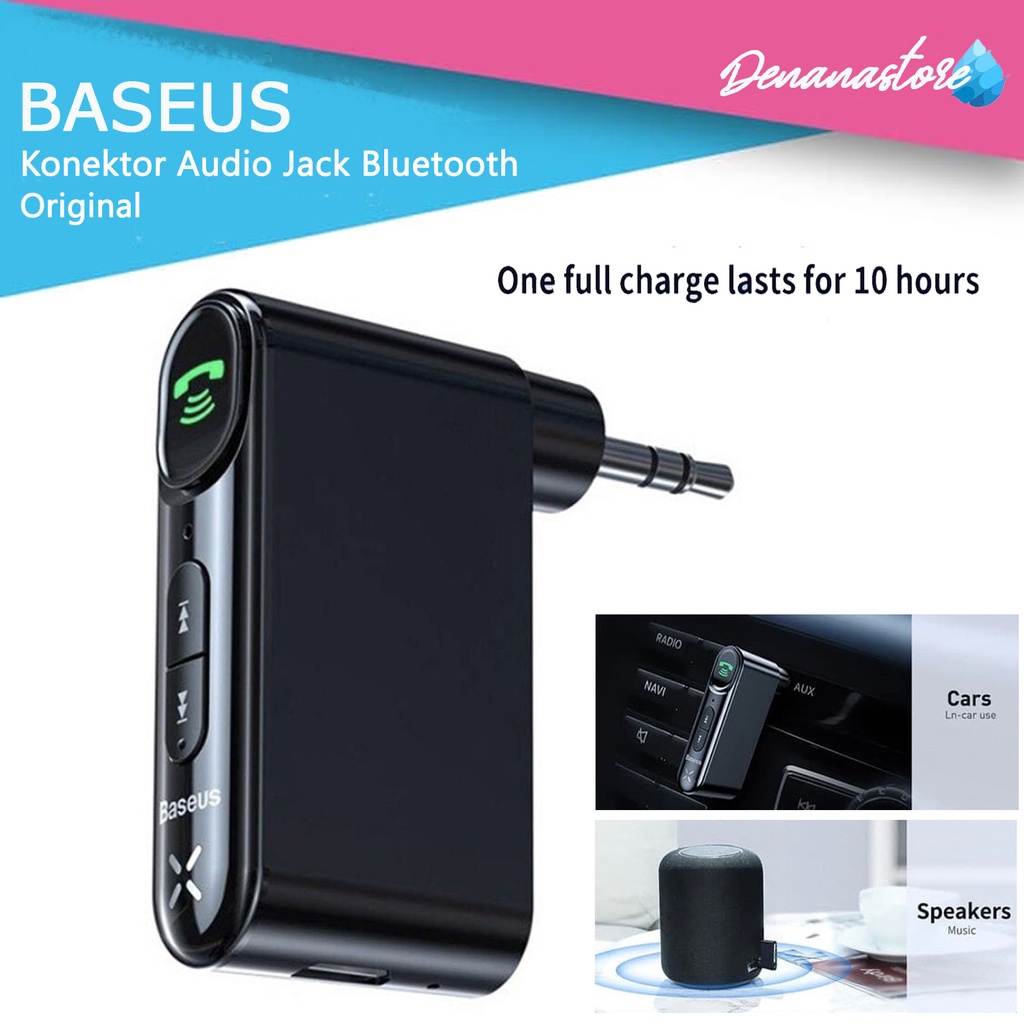 Baseus Adapter Audio Receiver Jack Aux 3.5MM Konektor Bluetooth HP ORI Connector Handphone Tanpa Kab