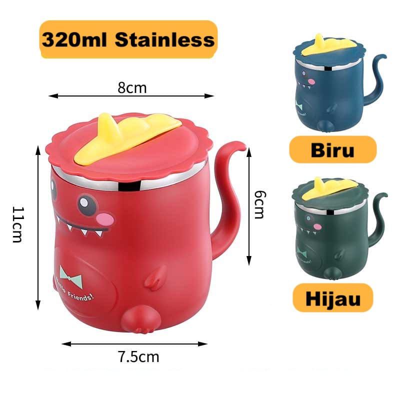 Mug Dino stainless/gelas Susu dino/mug dino 2 in1