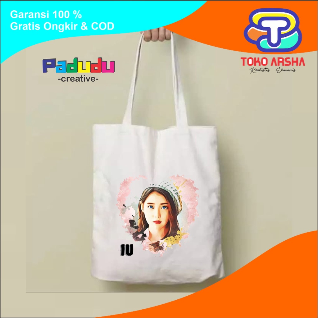 Tas tote bag resleting iu kpop Aesthetic Vintage totebag toko_arsha