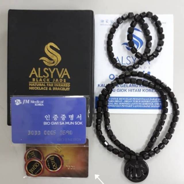 Kalung dan gelang kesehatan alsyva black jade original made in korea