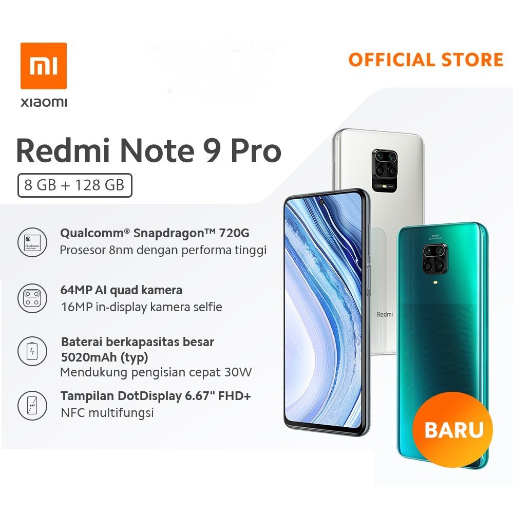 Hp Xiaomi Redmi Note 9 Pro 8 128gb Garansi Resmi Indonesia