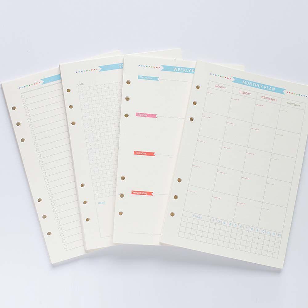 [Elegan] Daun Longgar Notebook Grid 6lubang Kantor Sekolah Perlengkapan Mingguan Spiral To Do List Diary Notepad