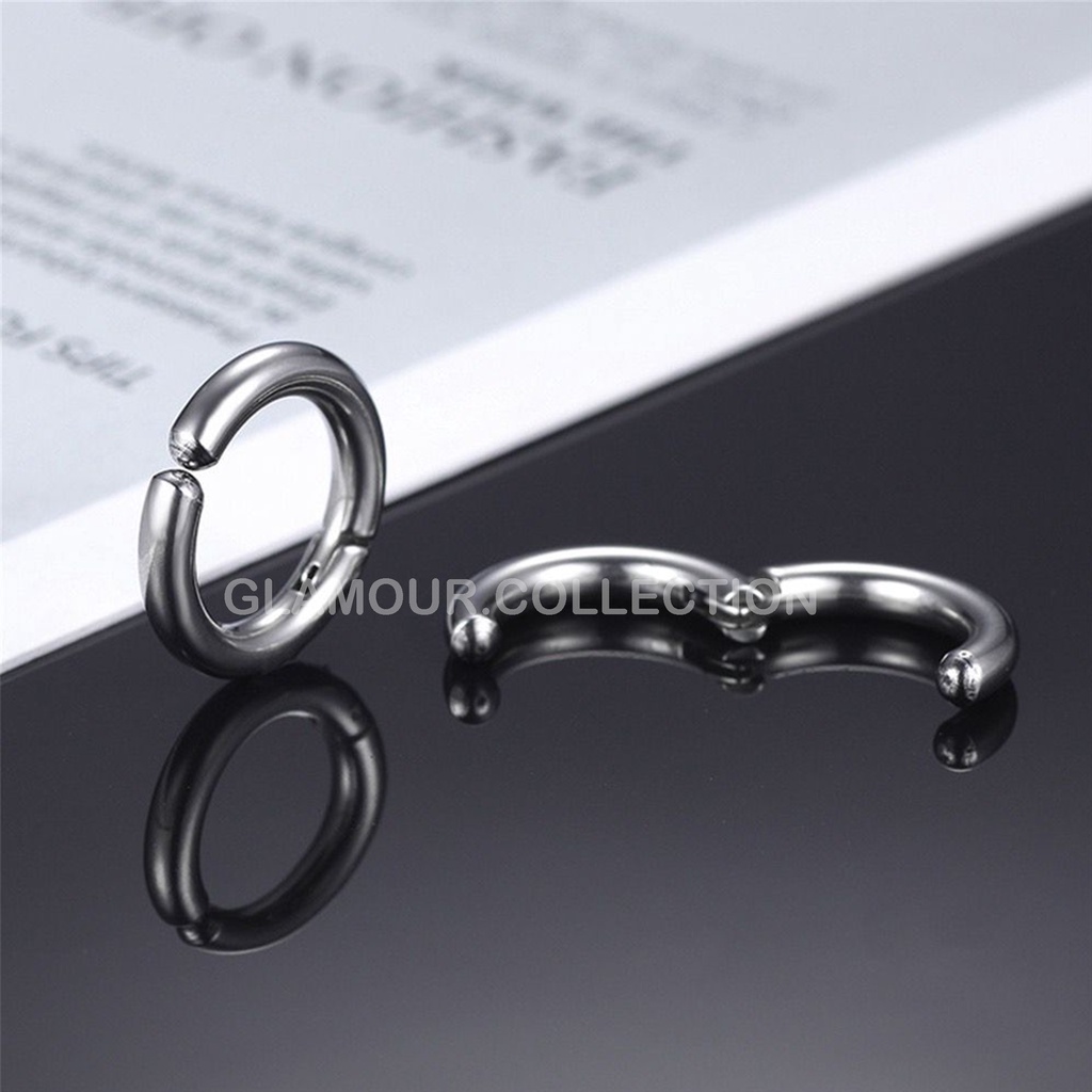 [COD] 1Pcs Anting Jepit Telinga Anting Telinga Palsu Pria/Wanita Lapis Titanium Model Bulat/Ring Ala Kpop TANPA LUBANG TINDIK