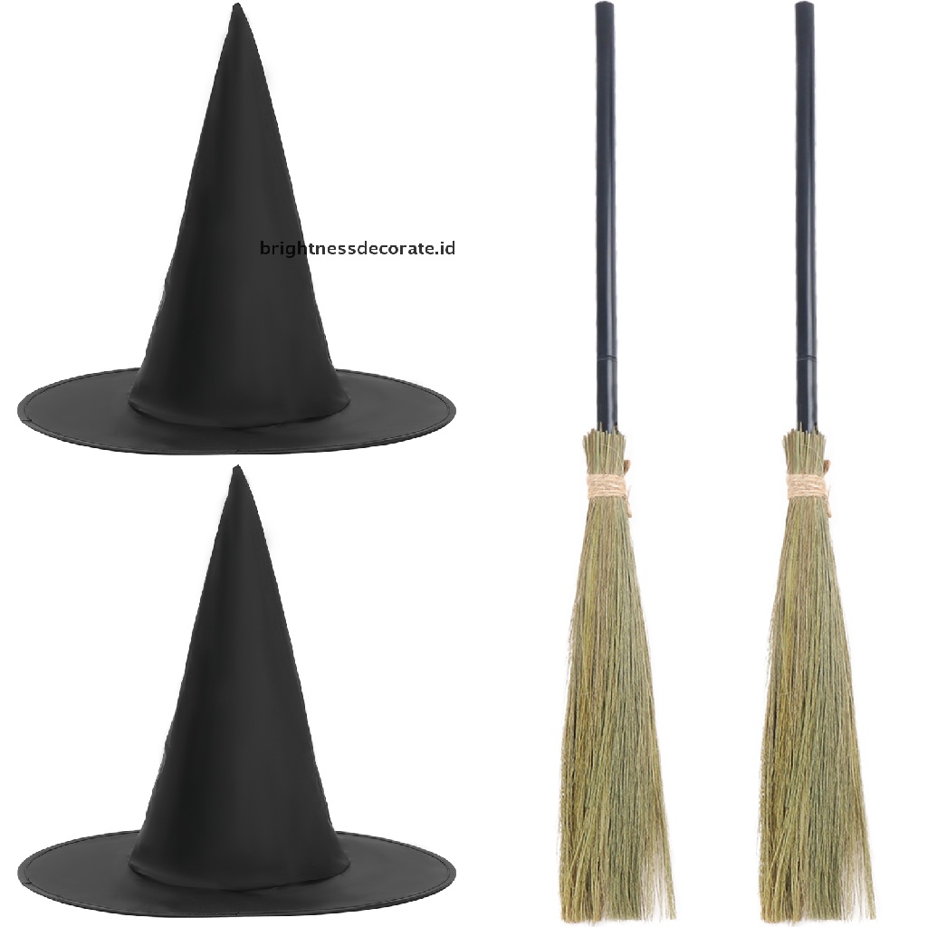 [birth] Halloween Witch Broom Plastic Witch Broomstick Broom Props Witch Broom [ID]