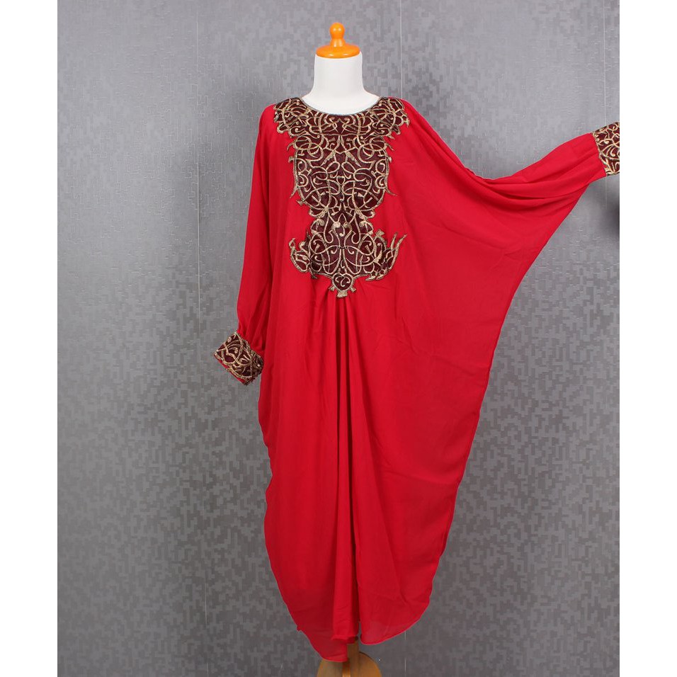 Gamis Pesta One Size Dress Bahan Sifon Bordir Terbaru Lebaran Maxi Murah gamis wanita muslim warna merah