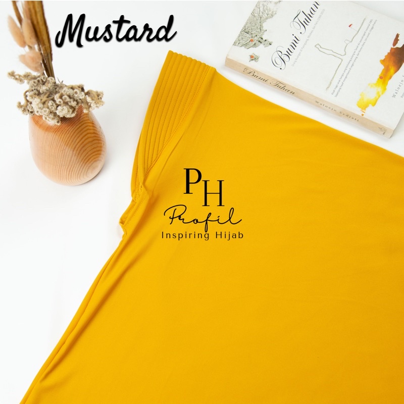 Jilbab Instan Bergo Hamidah Jersey Ukuran (XL) / Bergo Jersey Jumbo / Hijab jersey-Mustard