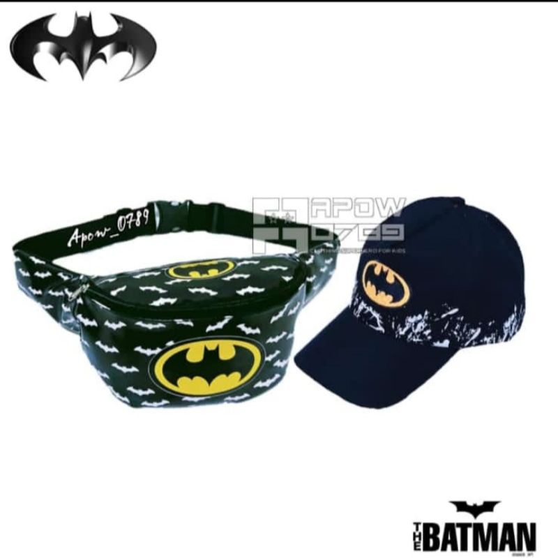 NSTORE15 [COD] WES BAG ANAK BATMAN WAISTBAG BATMAN DAN TOPI ANAK RELPICT TERBARU