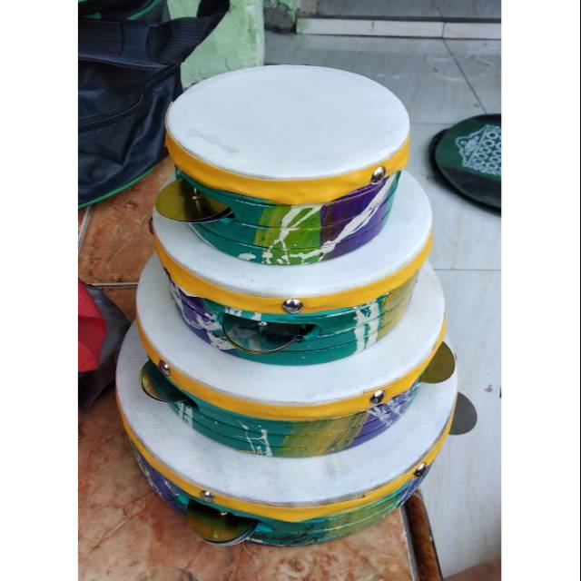 Rebana mainan isi 4 rebana anak hadroh anak alat musik rebana hadroh banjari terbangan banjari anak satu set rebana