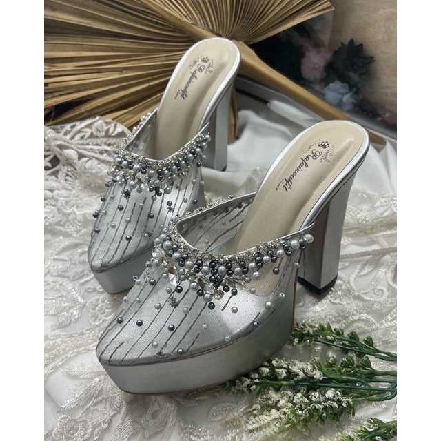 sepatu Rafaizoutfit syantika silver sepatu wedding wanita 12cm