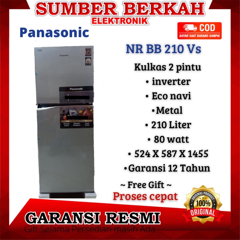 Kulkas Panasonic 2 Pintu NR BB210VH Inverter Econavi 210VH 210 L bb 210 v promo bandung