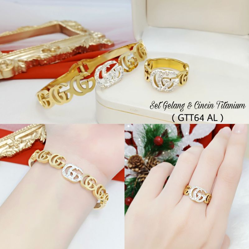 Gelang Set Titanium dan Cincin Titanium GTT64 AL