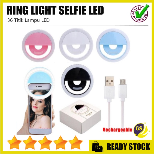 Selfie Ring Fill Light Lampu 3 Mode LED Selfie Rechargeable Charm Eyes