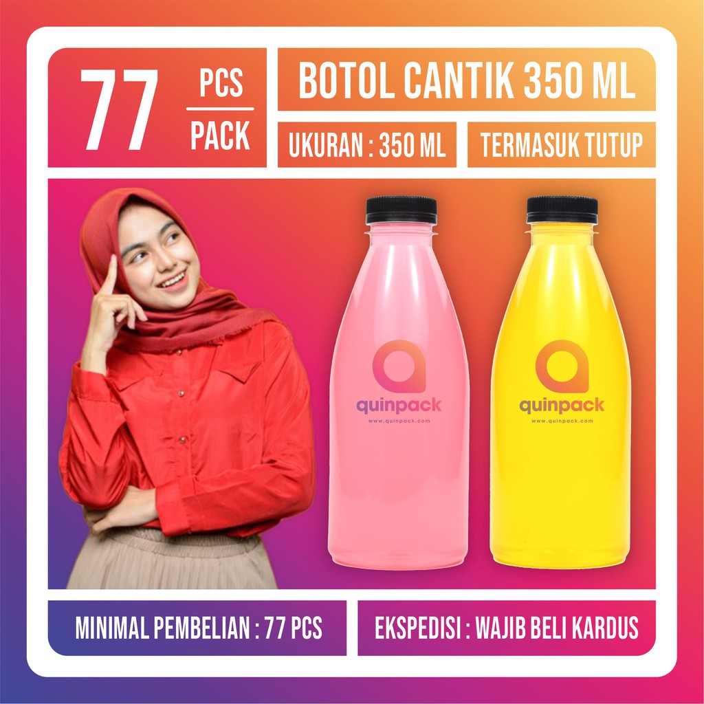 Botol Plastik Cantik 350 ML PET - Valencia  - Botol Cantik 350ML - Almond Kale Pir 350ML