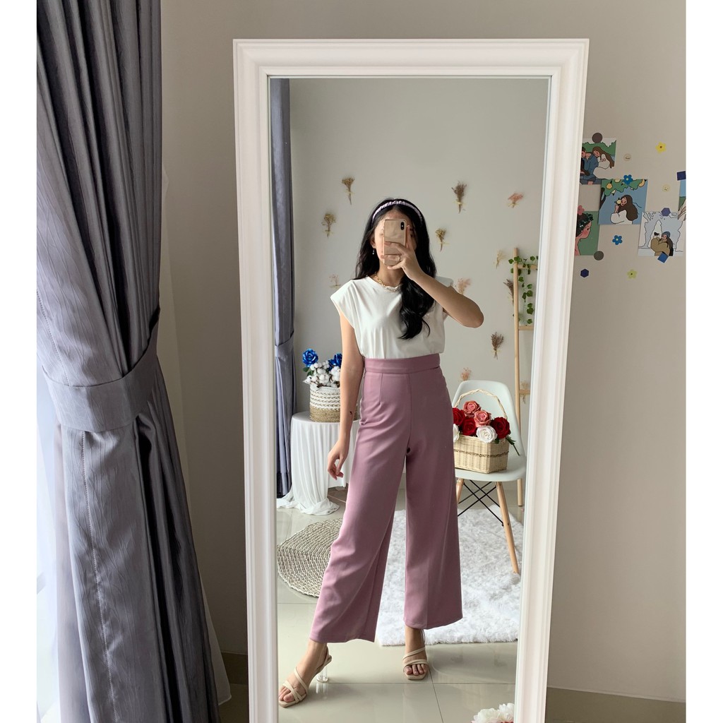 Sweet Berry - Petite Kulot / Celana Kulot Panjang Bahan Scuba-Lilac