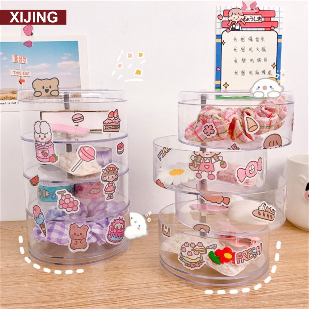 【COD Tangding】Fashion Rotating Jewelry Storage Box Large-capacity Jewelry Ring Earrings Necklace Earrings Four-layer Portable Dust-proof Finishing Box