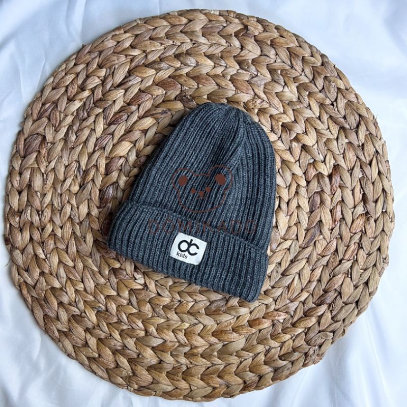 Domikado | Beanie Hat | Beanie hat anak | Topi rajut anak premium-Dark Grey