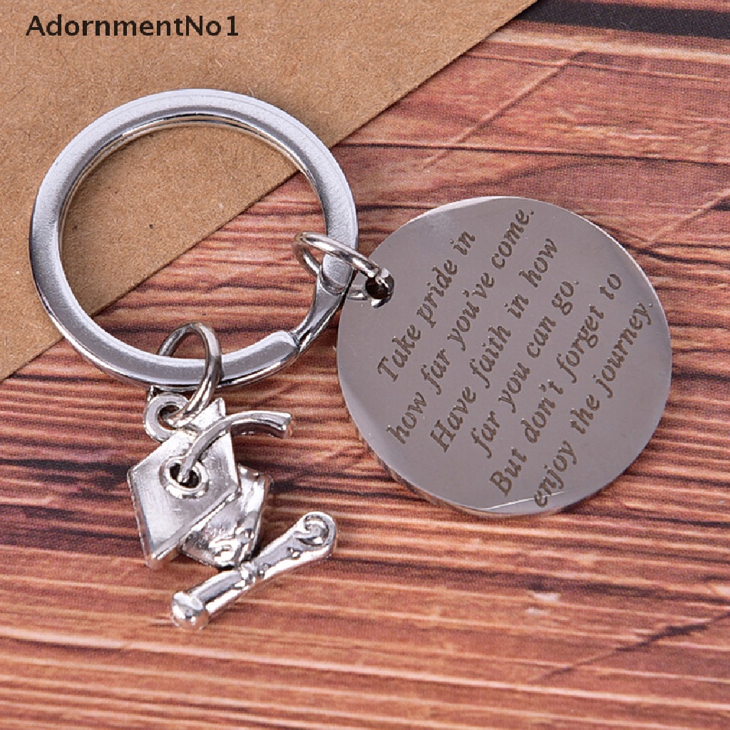 (AdornmentNo1) Gantungan Kunci Stainless Steel Motif Graduate in Pride Untuk Hadiah Kelulusan 2019
