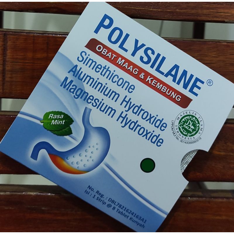 Polysilane 8 Tablet Kunyah / Obat Kembung / Maag / Asam Lambung