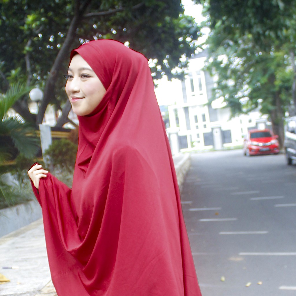 Jilbab Instan Niqab HANIFA Syari Khimar Cadar bahan jersey PREMIUM