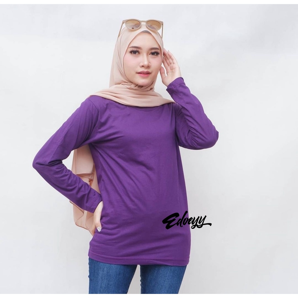 Kaos Polos Wanita Lengan Panjang Warna UNGU TUA - Baju Tshirt wanita