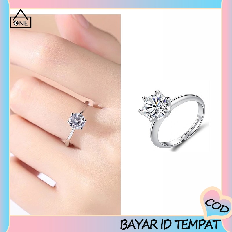 COD❤1PCS Cincin Lapis Emas dengan Batu Zircon untuk Wanita engagement ring Wedding ring A one