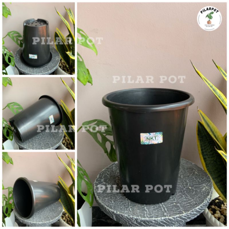 pot bunga tanaman tinggi nkt tower hitam 12cm - NKT TOWER 12 HITAM