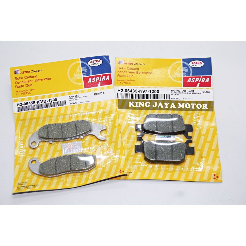 KAMPAS REM PCX ABS ADV ABS SET MERK ASPIRA KUALITAS ORISINIL ASTRA OTOPARTS DEPAN BELAKANG
