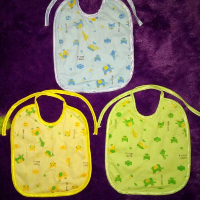 3 pcs slebber celemek alas makan bayi model tali Putih motif