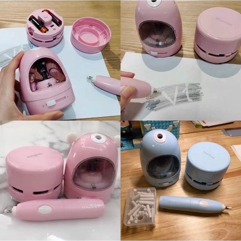 tenwin electric stationery set alat tulis penghapus serutan elektrik sharpener eraser - kado anak