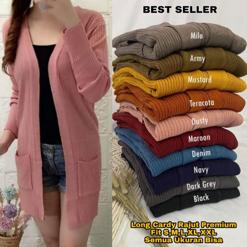 Long Cardy Rajut Premium Cardigan Tebal Wanita