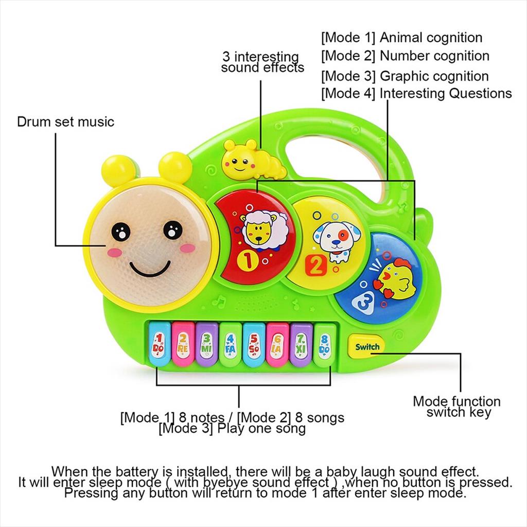 Mainan Anak Edukasi Alat Musik Elf Piano Caterpill/ Piano Anak Ulat