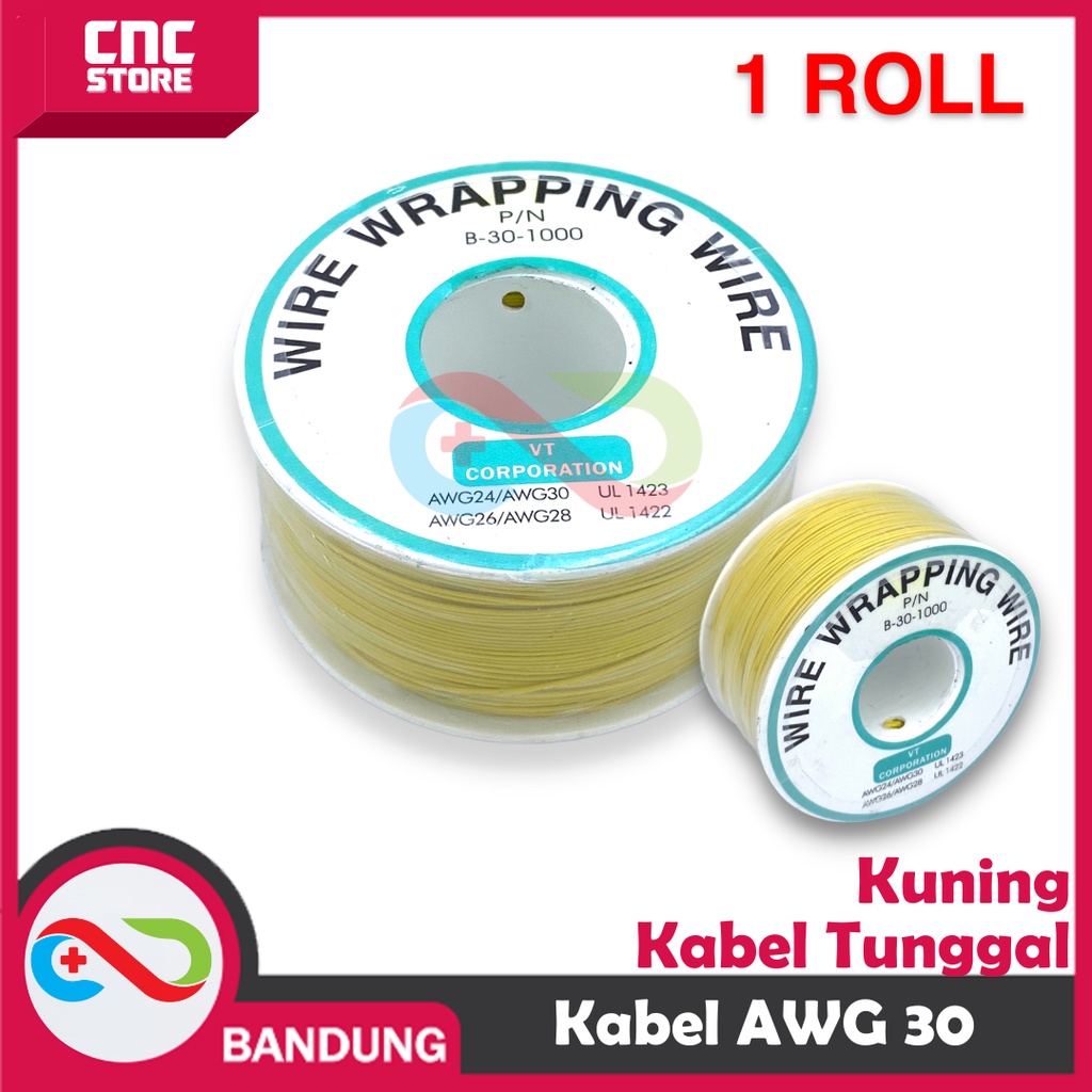 KABEL JUMPER TUNGGAL AWG30 YELLOW FOR BREADBOARD PER SATU ROLL