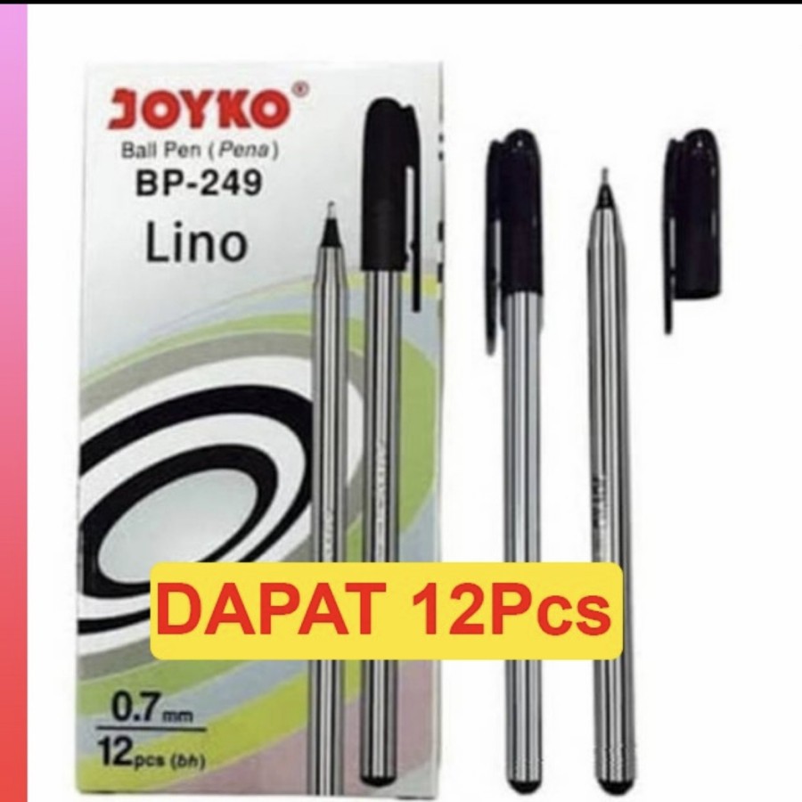 

12pc Ball Pen Pulpen Pena Joyko BP-249/ Lino 0.7mm Black hitam